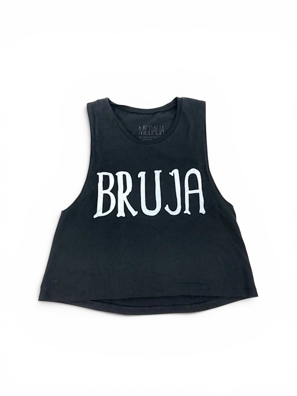 MIGDALIA Bruja Crop Muscle Tank in Black